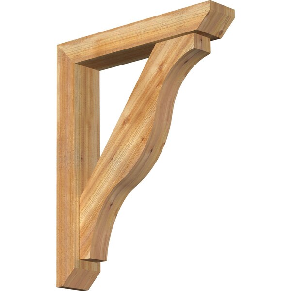 Ekena Millwork Funston Slat Rough Sawn Bracket w/ Offset Brace, Western Red Cedar, 6"W x 32"D x 40"H BKT0604X32X40FST06RWR - main